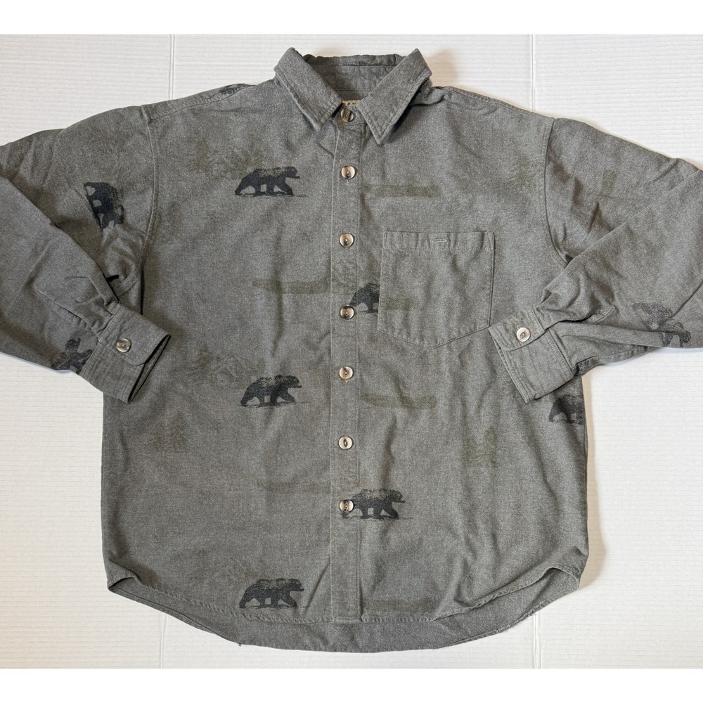LEMON‎ & SODA - Men's Vintage 90s Button Shirt - Bear Flannel - USA Made - Large